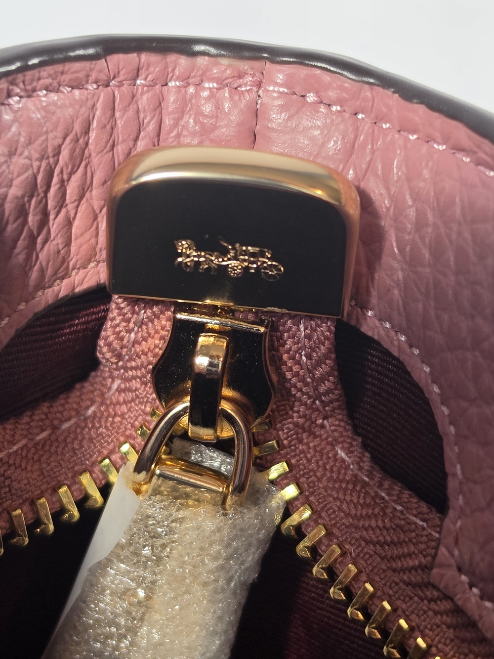 Coach Signature Tote Bag Signature Leather Gold/Peony - Picture 4 of 10
